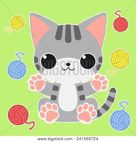 Cartoon Kitty Sitting Arms Open