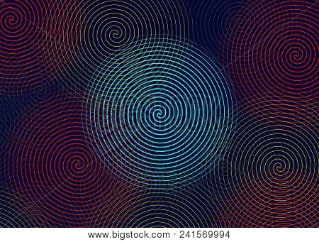 Colored Circle Spiral Drawn. Concentric Circle Elements Background. Twist Rings Abstract Geometric P