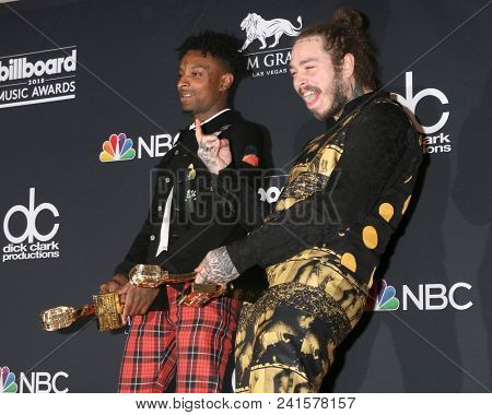 LAS VEGAS - MAY 20:  21 Savage, Post Malon at the 2018 Billboard Music Awards at MGM Grand Garden Arena on May 20, 2018 in Las Vegas, NV