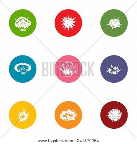 Boom Icons Set. Flat Set Of 9 Boom Vector Icons For Web Isolated On White Background