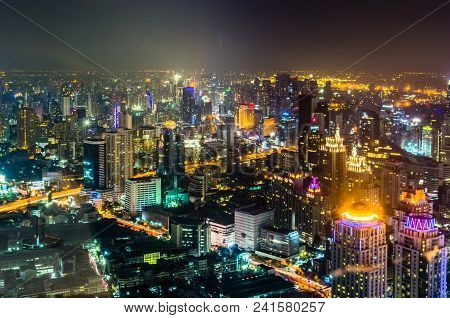 Bagkok, Thailand - November 21: Bangkok Top Night View On The Business Disctrict From Baiyoke Sky Ho