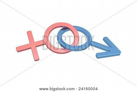 男性和女性的符号加入。在白色背景上孤立