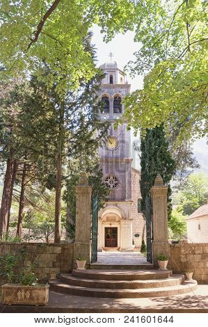 Old Temple. Montenegro, View Of Ancient Orthodox Church Of St Peter And Paul In Risan Town, Vintage 