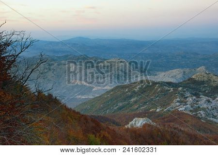 Beautiful Evening Mountain Landscape. Montenegro, View Of Lovcen National Park