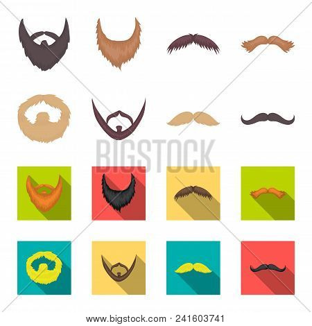 Mustache And Beard, Hairstyles Cartoon, Flat Icons In Set Collection For Design. Stylish Haircut Vec