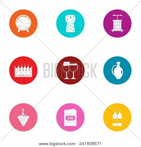 Vineyard Icons Set. Flat Set Of 9 Vineyard Vector Icons For Web Isolated On White Background