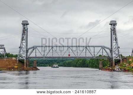 Podporozhsky Drawbridge Of A Vertical-climbing Type Across The Svir River, Russia