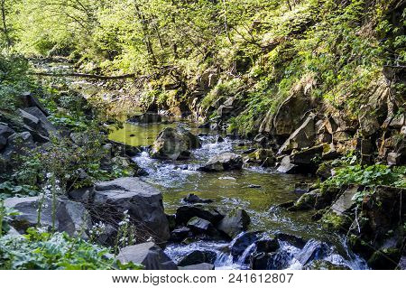 View Of Kamianka River (a Right Tributary Of The Opir River) Upper The Kamianetskyi Waterfall, Natio