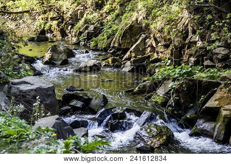 View Of Kamianka River (a Right Tributary Of The Opir River) Upper The Kamianetskyi Waterfall, Natio