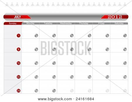 Planning Calendar -July 2012