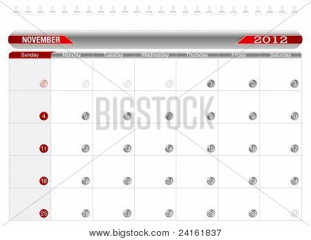Planning Calendar -November 2012