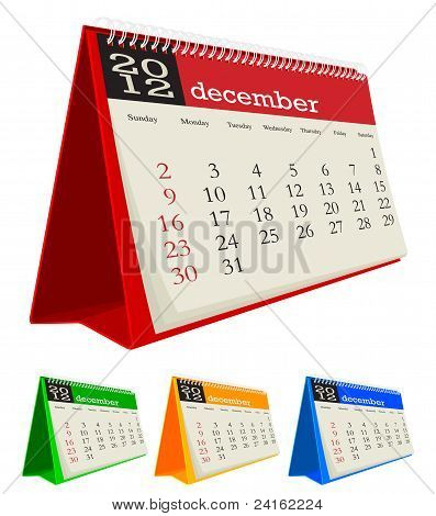 December 2012 desk calendar