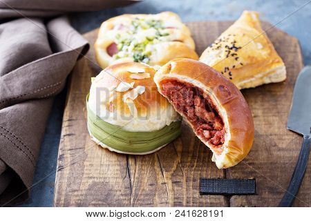 Savory Chinese Pastries With Red Bean And Meat Filling