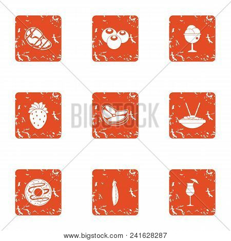 Feedstuff Icons Set. Grunge Set Of 9 Feedstuff Vector Icons For Web Isolated On White Background