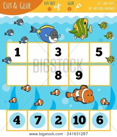 Education Numbers Game For Children, Fish And Sea. Cut Out The Numbers And Glue Them In Order.