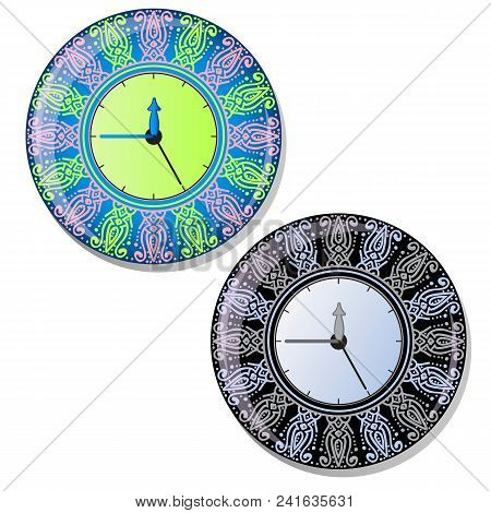Round Dial Wall Clock With Striking Ornament Of The Dial.