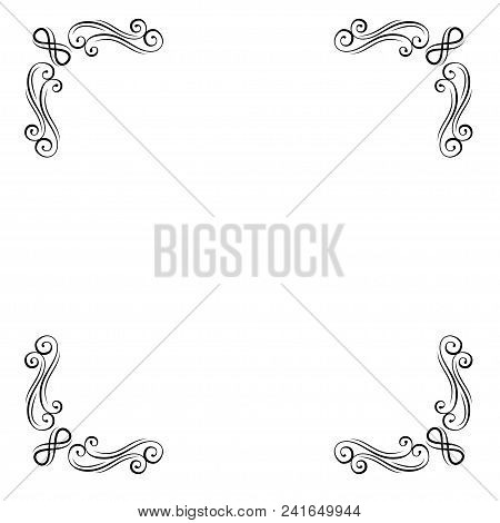 Vintage Decorative Corners Collection. Calligraphic Ornamental Filigree Design Element. Swirls. Page