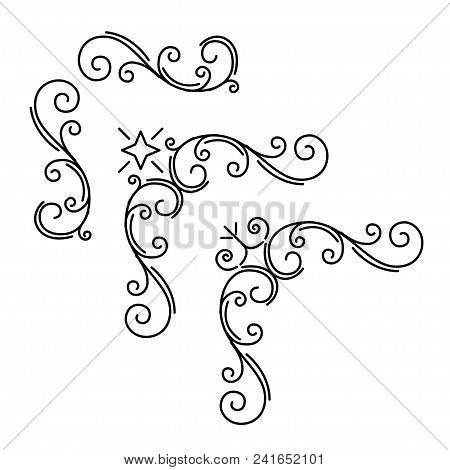 Ornamental Corners Set. Floral Page Decoration. Calligraphic Design Elements Set. Vintage Orante Fra