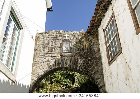 Remain Of One Of The Three Agtes Of The Medieval Gothic Castle Of Vinhais, Portugal. Inside The Nich