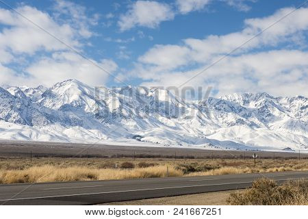View Of The Sierras In Winter From Highway 395