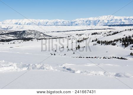 Overlooking Mammoth Lakes, California, January 2017, A Record Snow-fall Year