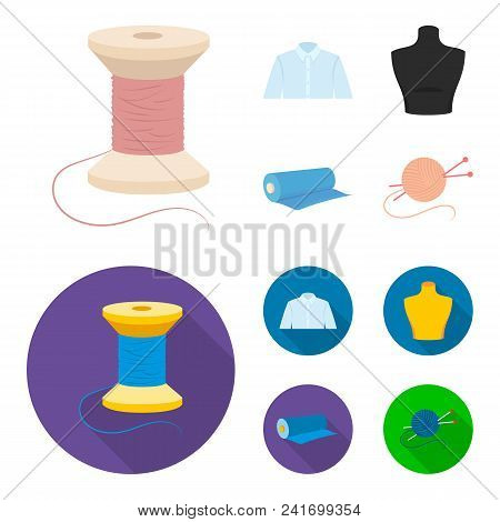 A Man Shirt, A Mannequin, A Roll Of Fabric, A Ball Of Threads And Knitting Needles.atelier Set Colle