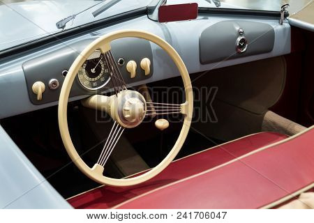 Berlin, Germany - April 15 2018: Porsche 356 Nr. 1 Roadster Replica Standing At Volkswagen Group For