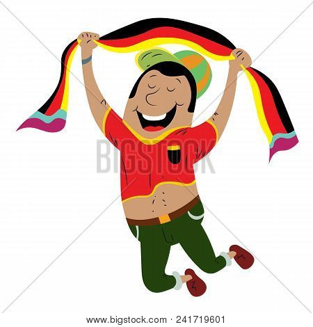 Bright And Cheerful Football Fan With Football Attributes