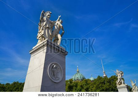 Berlin Schlossbrucke bridge Statues near Cathedral in Germany