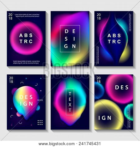 Set Of Creative Design Posters With Color Vibrant Gradient Background. Trendy Modern Design Template