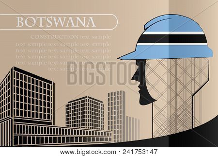 Building Logo Made From The Flag Of Botswana ,construction Working Industry Concept. Vector Illustra