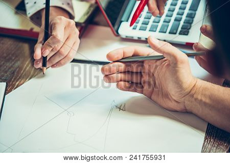 The Hands Of Young People Working At Office. Team Job. Photo Businessmans Working With New Startup P