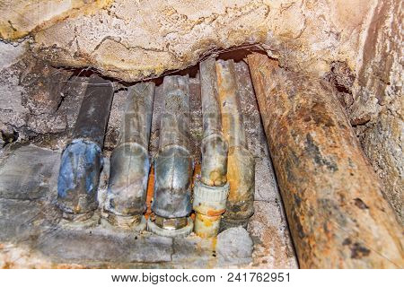 Rusted Water Pipes For House And Sewerage