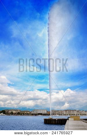 Geneva Geneve lake water Jet D'eau Switzerland Swiss Leman
