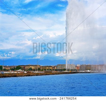 Geneva Geneve lake water Jet D'eau Switzerland Swiss Leman