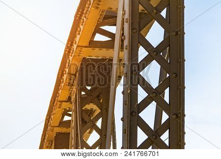 Old Metal Connection On Rivets, Metal Construction Of The Bridge,