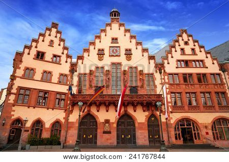 Frankfurt Romerberg square Old city historic center in Germany