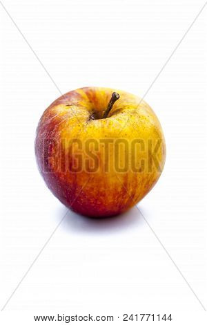 Bright Fresh Organic Shimla Apple Or Common Indian Apple Or Himachal Apple  Isolated On White.