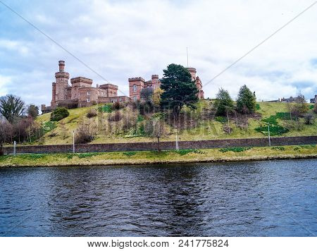Inverness In Scotland From The Perspektive Of The Ness Bridge