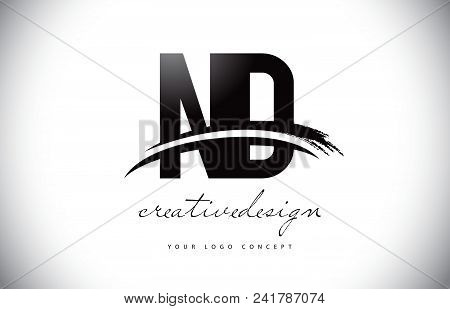 Nd N D Letter Logo Design With Swoosh And Black Brush Stroke. Modern Creative Brush Stroke Letters V