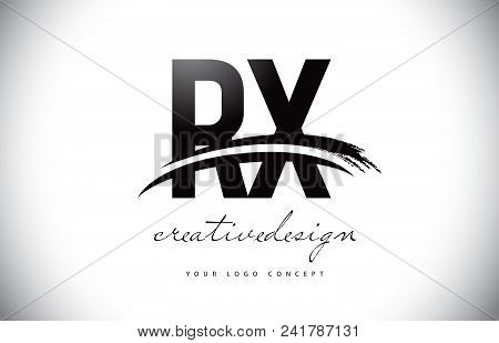 Rx R X Letter Logo Design With Swoosh And Black Brush Stroke. Modern Creative Brush Stroke Letters V