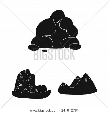 Different Mountains Black Icons In Set Collection For Design.mountains And Landscape Vector Symbol S