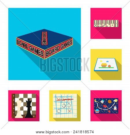 Board Game Flat Icons In Set Collection For Design. Game And Entertainment Vector Symbol Stock  Illu