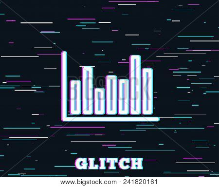 Glitch Effect. Column Chart Line Icon. Financial Graph Sign. Stock Exchange Symbol. Business Investm