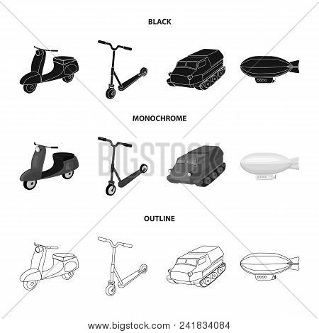 Motorcycle, Scooter, Armored Personnel Carrier, Aerostat Types Of Transport. Transport Set Collectio