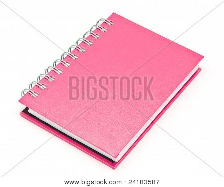 링 바인더 책 또는 핑크 노트북의 스택