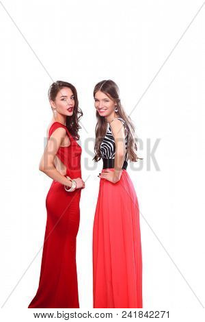 Two young beauty women standing together . Two young beauty wome