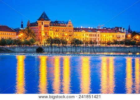 Prague, Czech Republic. Charles Bridge And Stare Mesto, Bohemia Landmark In Praha.