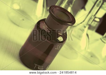 Old Glassware With Markings In The Chemical Laboratory.