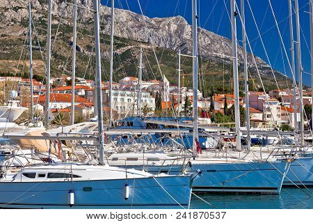 Baska Voda Waterfront Sailing Destination In Makarska Riviera, Dalmatia Region Of Croatia
